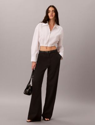 Женские рубашки Calvin Klein Cotton Poplin Cropped Zip Shirt — фото 2