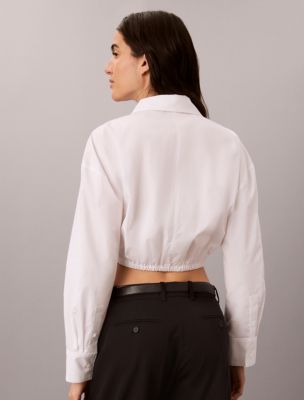 Женские рубашки Calvin Klein Cotton Poplin Cropped Zip Shirt — фото 4