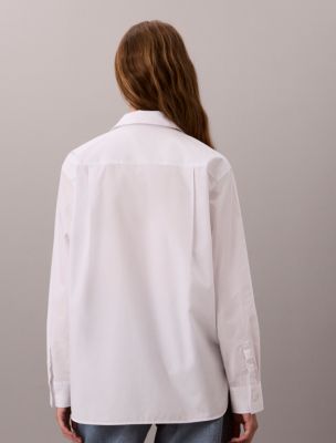 Женская рубашка Calvin Klein Poplin Cotton Classic Button-Down, цвет: Яркий белый — фото 4