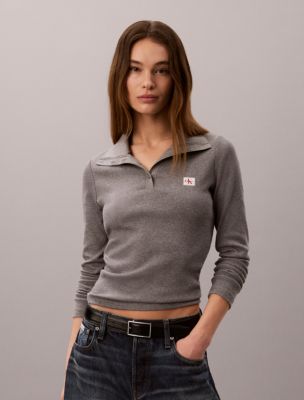Woven Monologo Henley Turtleneck Sweater, Medium Grey Heather
