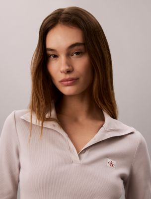 Женские свитеры Calvin Klein Woven Monologo Henley Turtleneck Sweater — фото 3
