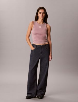 Woven Monologo Rib Tank Top - thumbnail 4