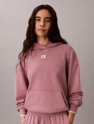 Woven Monologo Terry Pullover Hoodie, Dusky Orchid