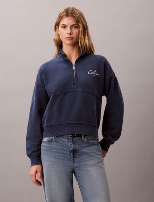 French Terry Zip Sweatshirt, Estate Blue