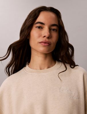 Женская толстовка Calvin Klein Textured Fleece Crewneck, цвет: Меланжевый — фото 2