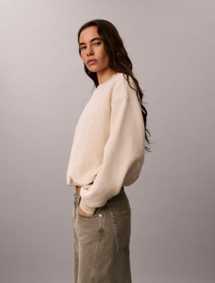 Женская толстовка Calvin Klein Textured Fleece Crewneck, цвет: Меланжевый — фото 4