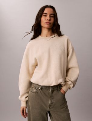 Женская толстовка Calvin Klein Textured Fleece Crewneck, цвет: Меланжевый — фото 1