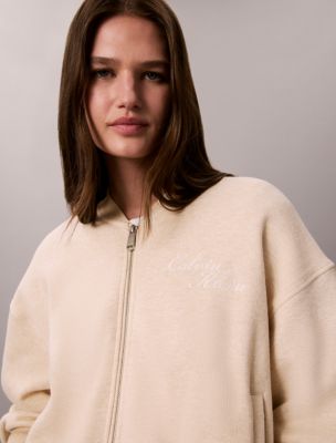 Женская куртка Calvin Klein Textured Fleece Zip, цвет: Меланжевый — фото 2