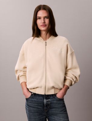 Женская куртка Calvin Klein Textured Fleece Zip, цвет: Меланжевый — фото 1