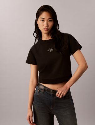 Monologo Interlock Cropped Tee, Black