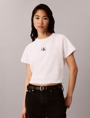 Monologo Interlock Cropped Tee, Bright White