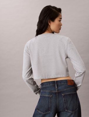 Женские футболки Calvin Klein Monologo Cropped Drawstring Tee — фото 5
