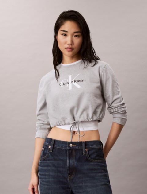 Женские футболки Calvin Klein Monologo Cropped Drawstring Tee