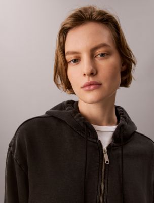 Женский свитшот Calvin Klein Denim Wash French Terry Zip, цвет: Чёрный — фото 3