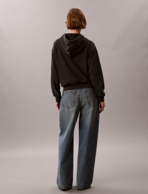 Женский свитшот Calvin Klein Denim Wash French Terry Zip, цвет: Чёрный — фото 4