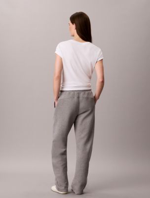 Женские брюки Calvin Klein Textured Fleece Wide Leg, цвет: Меланжевый серый — фото 4