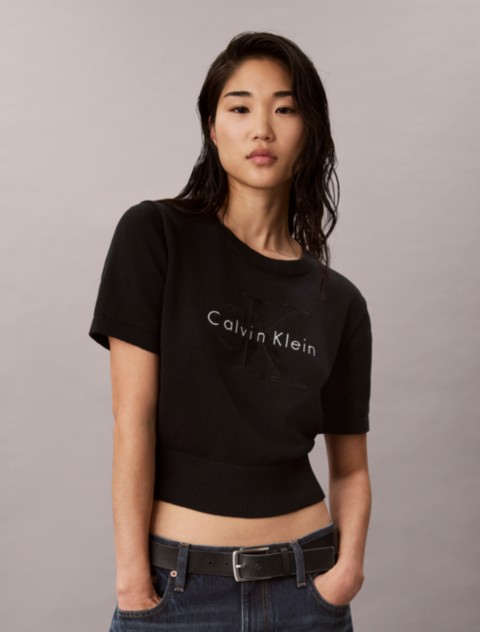 Женские свитеры Calvin Klein Monologo Short Sleeve Sweater