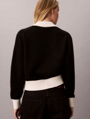 Женский свитер Calvin Klein Relaxed Polo, цвет: Чёрный — фото 4