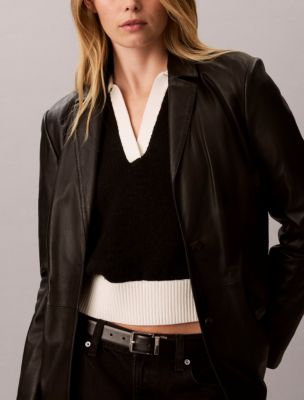 Женский свитер Calvin Klein Relaxed Polo, цвет: Чёрный — фото 6