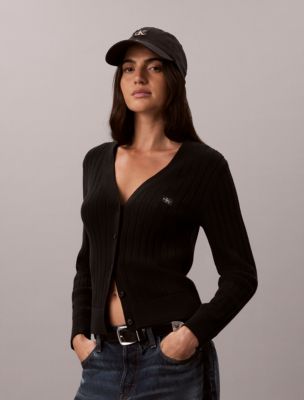 Woven Monologo Cardigan, Black