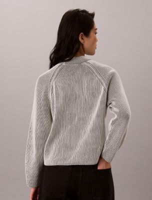 Женский свитер Calvin Klein Monogram Graphic Rib, цвет: Чёрный комбинированный — фото 5