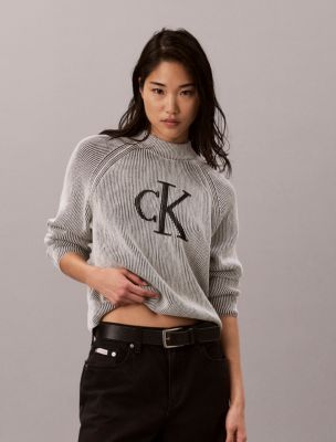 Calvin Klein Jeans Est.1978 Calvin Klein Women's Monogram Graphic Rib Sweater In Black Combo