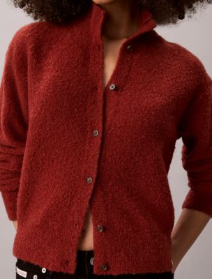 Женский кардиган Calvin Klein Boucle Wool Blend, цвет: Кирпичный — фото 5