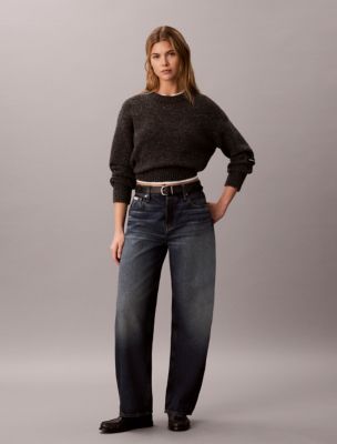Женский свитер Calvin Klein свободного кроя с круглым вырезом, цвет: Графитовый металлик — фото 2