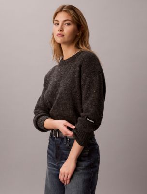 Женский свитер Calvin Klein свободного кроя с круглым вырезом, цвет: Графитовый металлик — фото 4