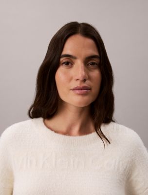 Женский свитер Calvin Klein Wooly Logo Stripe, цвет: Молочный — фото 3
