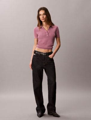 Женские свитеры Calvin Klein Smooth Cotton Rib Polo Sweater — фото 2