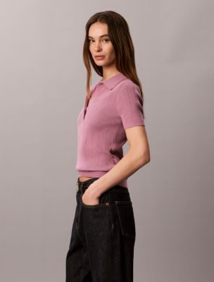 Женские свитеры Calvin Klein Smooth Cotton Rib Polo Sweater — фото 4