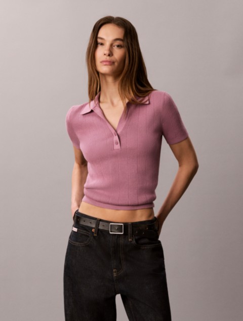 Женские свитеры Calvin Klein Smooth Cotton Rib Polo Sweater