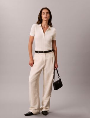 Smooth Cotton Rib Polo Sweater - thumbnail 4