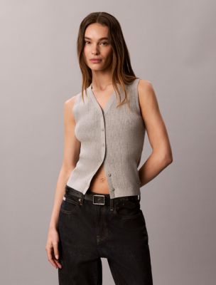 Smooth Cotton Rib Tank Top, Grey Heather