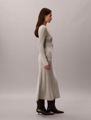 Женские юбки Calvin Klein Smooth Cotton Rib Midi Skirt — фото 4