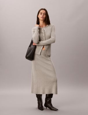Женские юбки Calvin Klein Smooth Cotton Rib Midi Skirt — фото 6