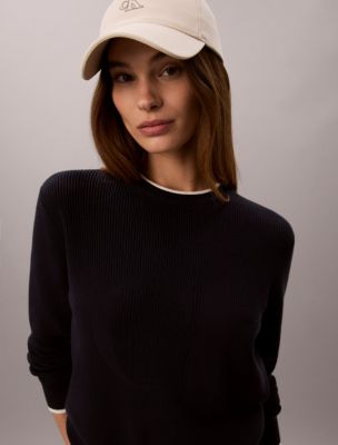 Женские свитеры Calvin Klein Smooth Cotton Monogram Tipping Sweater — фото 2