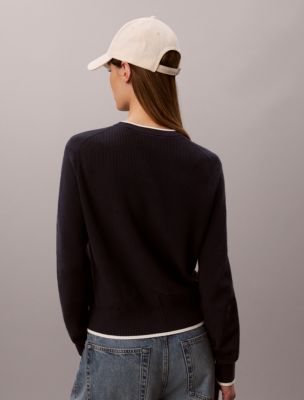 Женские свитеры Calvin Klein Smooth Cotton Monogram Tipping Sweater — фото 4