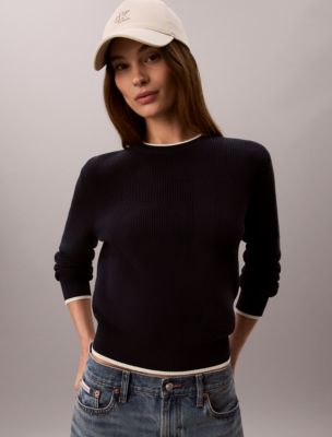Женские свитеры Calvin Klein Smooth Cotton Monogram Tipping Sweater — фото 5