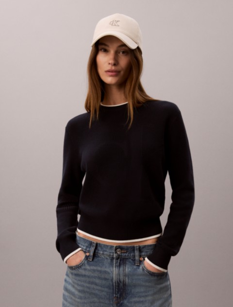 Женские свитеры Calvin Klein Smooth Cotton Monogram Tipping Sweater
