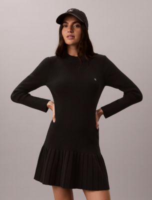 Mock Neck Ribbed Mini Dress - thumbnail 4