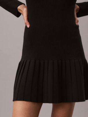 Женское платье Calvin Klein Mock Neck Ribbed Mini, цвет: Чёрный — фото 5