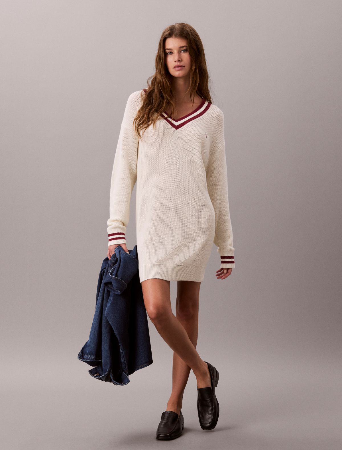 Woven Monologo Tunic V-Neck Dress