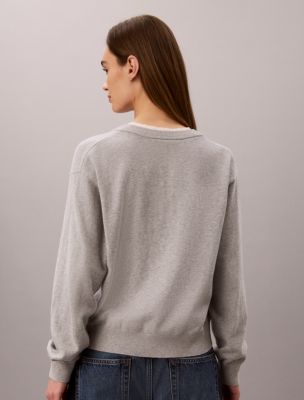 Женский свитер Calvin Klein Dual Layer Relaxed, цвет: Серый меланжевый — фото 5