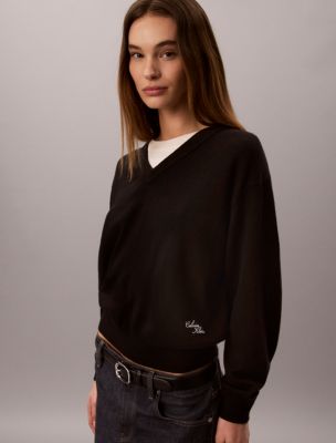 Dual Layer Relaxed Sweater, Black