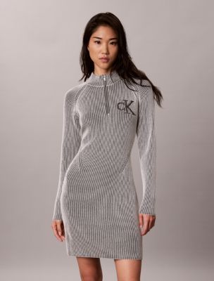 Женское платье Calvin Klein Monogram Graphic Rib Mini, цвет: Чёрный комбинированный — фото 3
