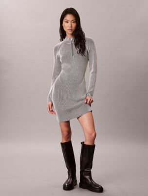 Monogram Graphic Rib Mini Dress, Black Combo