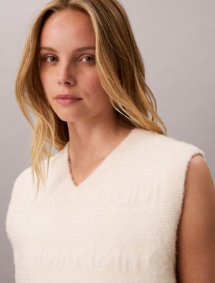 Wool Blend Textured Logo Sweater Vest - thumbnail 4