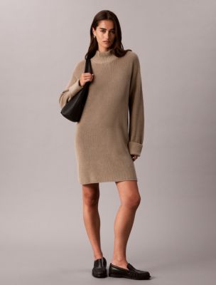 Relaxed Rib Mini Dress, Roasted Cashew